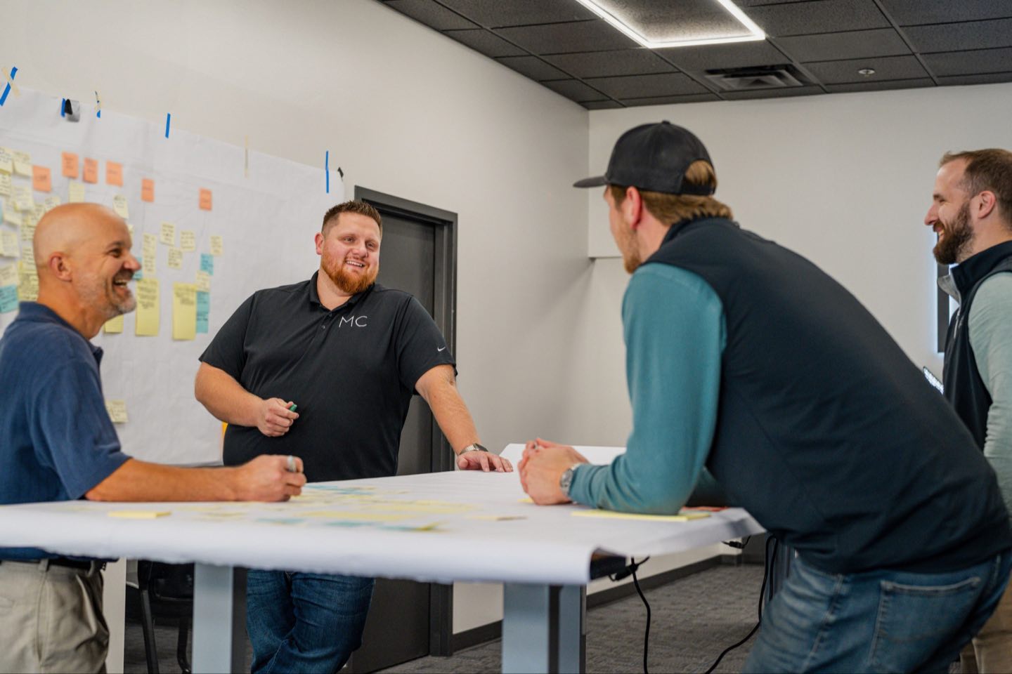 Josh Langmade working through pricing and sales with video business owners at Media Core HQ