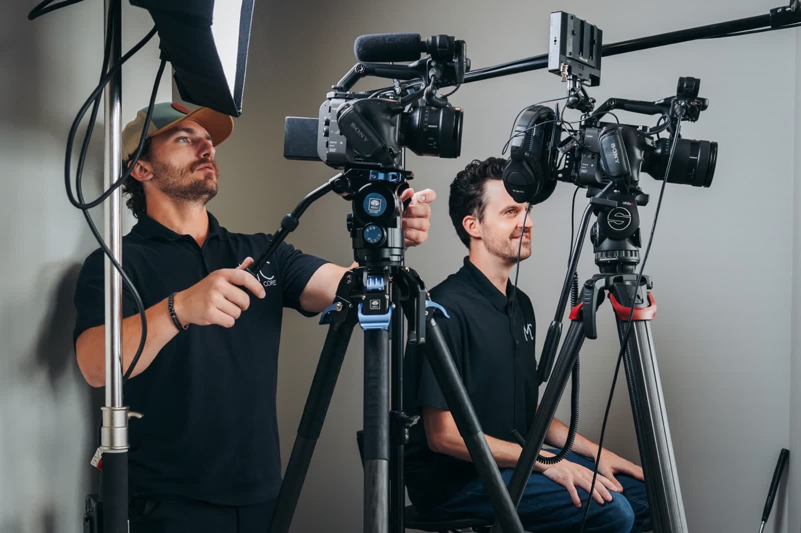 Media Core crew on a two-camera interview setup