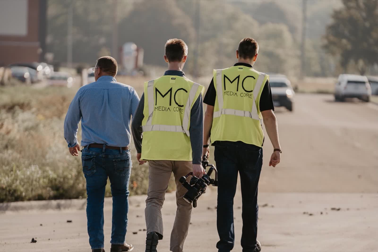 Filming on a construction site